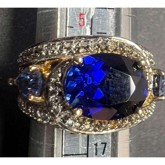 Ross Simons Ring Lab-Created Blue Sapphire Vermeil Gold Over 925 Silver Sz 5.75 - Picture 4 of 7